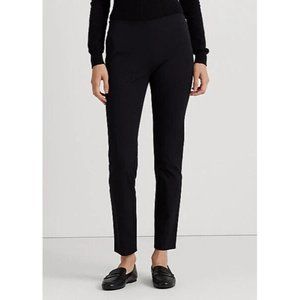 Ralph Lauren Womens Black Flat Front Side Zip Pants Ankle Slim Style Size 8